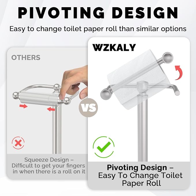 Toilet Paper Holder Stand, Brushed Nickel Toilet Paper Holder Free Standing - Image 3