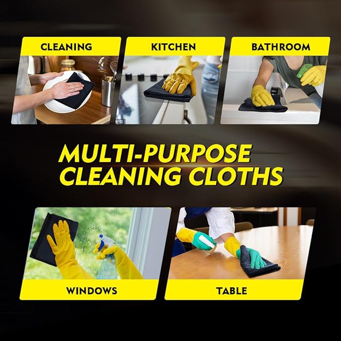 HOMEXCEL Black Microfiber Cleaning Cloth 6 Pack, 12.5 x 12.5 inch Microfiber - Image 6