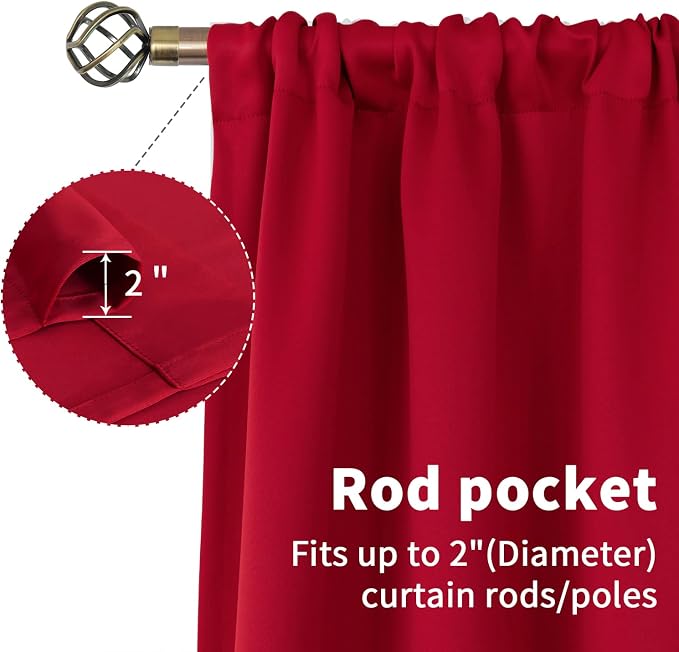 BGment Red Blackout Curtains 54 Inches Length - Image 4