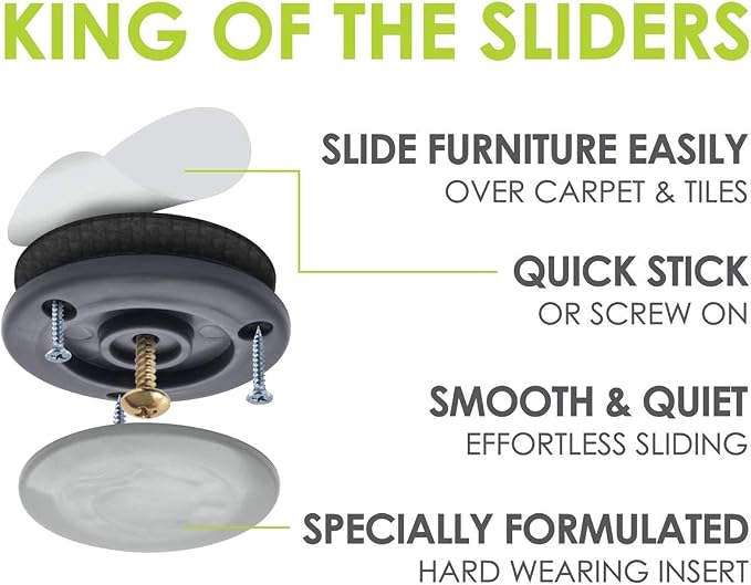 GorillaGlides CB503 2 Inch Furniture Sliders/Screw On Glide Floor Protectors - Image 3