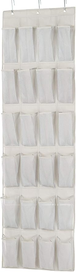 Amazon Basics 24 Medium Pocket Over-the-Door Hanging Shoe Organizer, Light Grey by AmazonBasics
