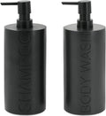 Matte Black Resin 2 Piece Shampoo and Body Wash Dispenser Set, Luxurious by IndecorHome