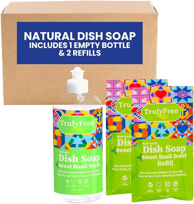 Truly Free Natural Concentrated Dish Detergent Dishwashing Liquid | Plant-Based by TrulyFreeHome