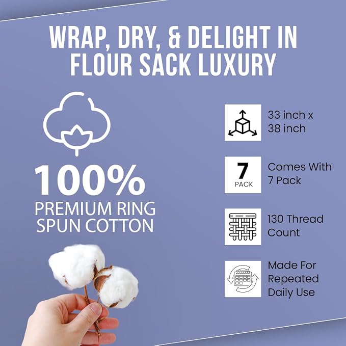 Flour Sack Towels| Tea Towel for Crafts| Kitchen Dish Cotton Blank Towel for - Image 6