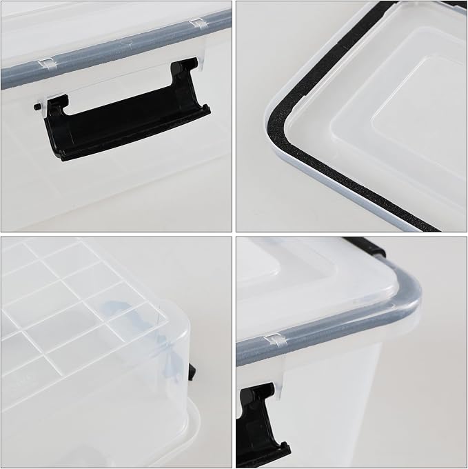 12 Quart Clear Storage Latching Bin, Plastic Pet Food Bins, 6 Packs - Image 4