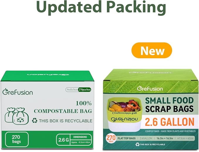 GreFusion Compostable Trash Bags, Small 2.6 Gallon, 0.72 Mils Thick, Eco - Image 2