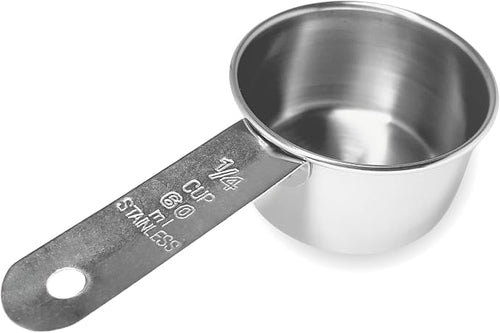 1/4 Cup Stainless Steel Measuring Cup | Sturdy Metal 60 ml | 60 cc | 2 oz | by Knupp+Co.