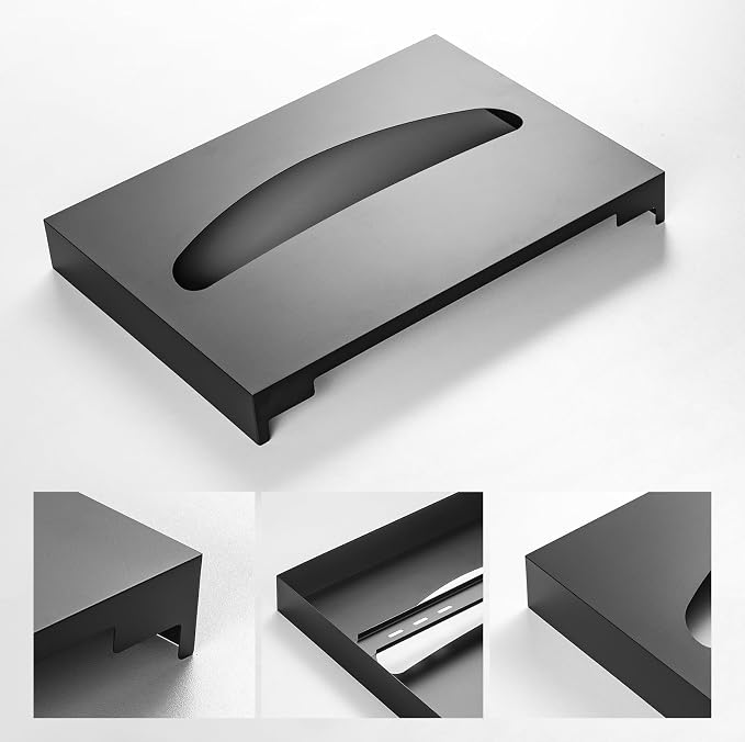 2 Packs Toilet Seat Cover Dispenser Wall Mounted Stainless Steel Matte Black - Image 3