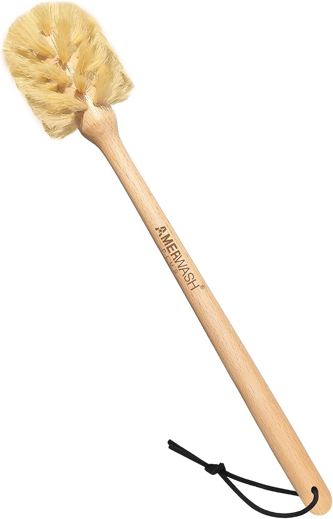 Bottle Brush with Strong Sisal Bristles, 13-3/4 Inch Long Wood Handle Hanging by AMERWASHPLUS