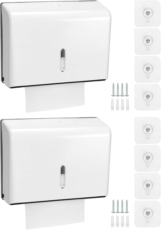 QWORK Paper Towel Dispenser Wall Mount, 2 Pack Multifold Hand Towel Dispenser by QWORK