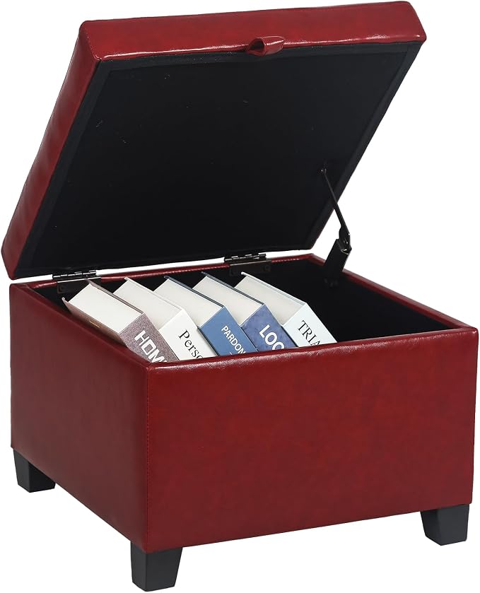 Adeco Faux Leather Storage Ottoman - Image 9