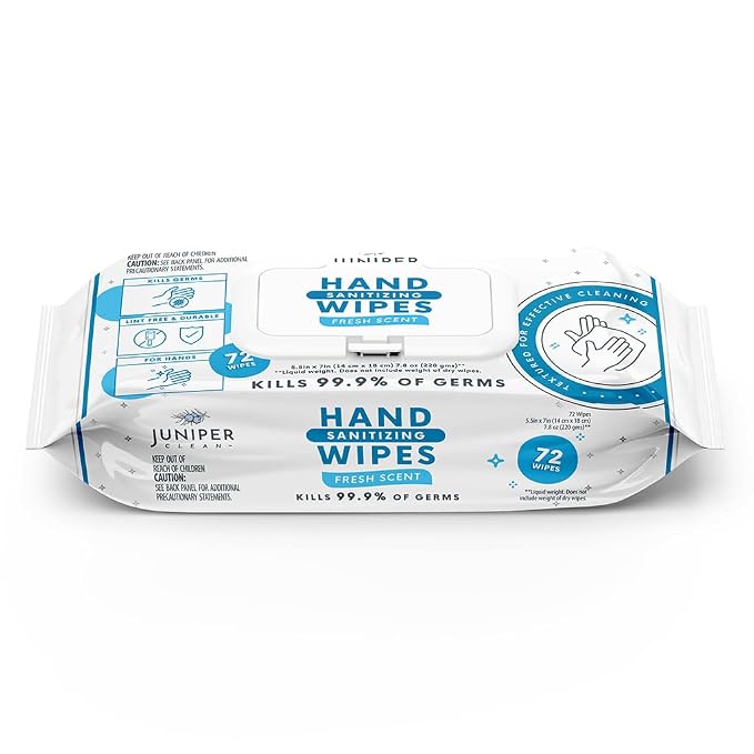 1 Pack Hand Sanitizing Wipes, Alcohol Free 72 Count Disposable Hand Sanitizer by JuniperCLEAN