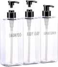 Segbeauty Clear Square Shampoo Bottles, 500ml Empty Reusable Bathroom Shower by Segbeauty