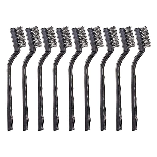 9PCS MINI Wire Brushes, Stainless Steel Brush Set, Curved Handle Scratch by YiwerDer