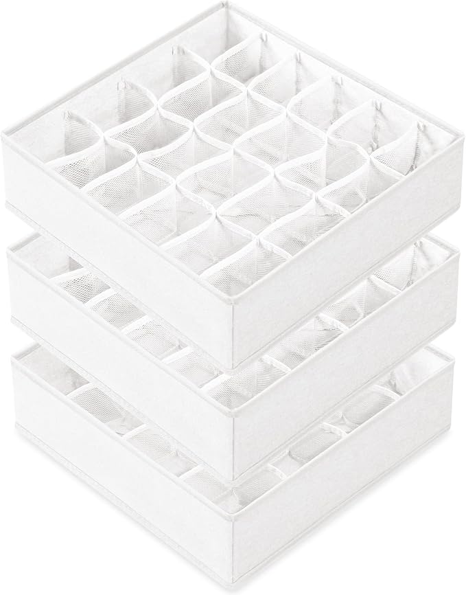Criusia 3 Pack Sock Underwear Drawer Organizer Dividers, 64 Cell Fabric by Criusia