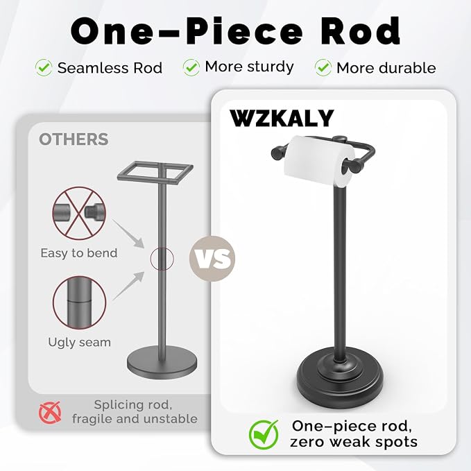 Black Toilet Paper Holder Stand, Matte Black Toilet Paper Holder Free Standing - Image 4