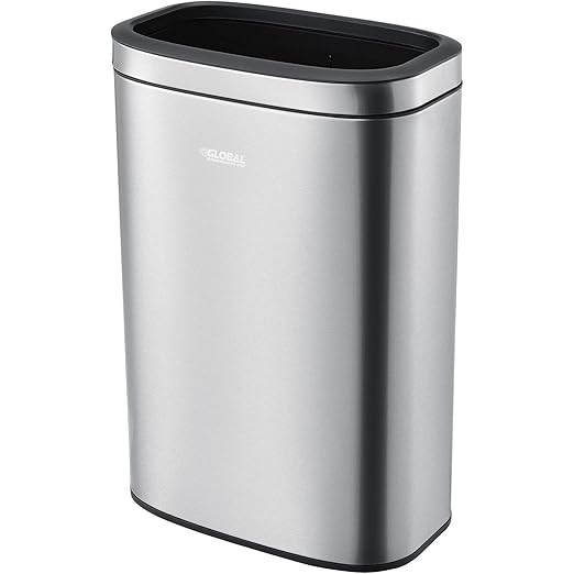 Global Industrial 10-1/2 Gallon Stainless Steel Slim Open Top Receptacle - Image 3