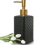 Gold Soap Dispenser for Bathroom, Refillable Countertop Ceramic Hand Soap by UNBONSOUHAIT