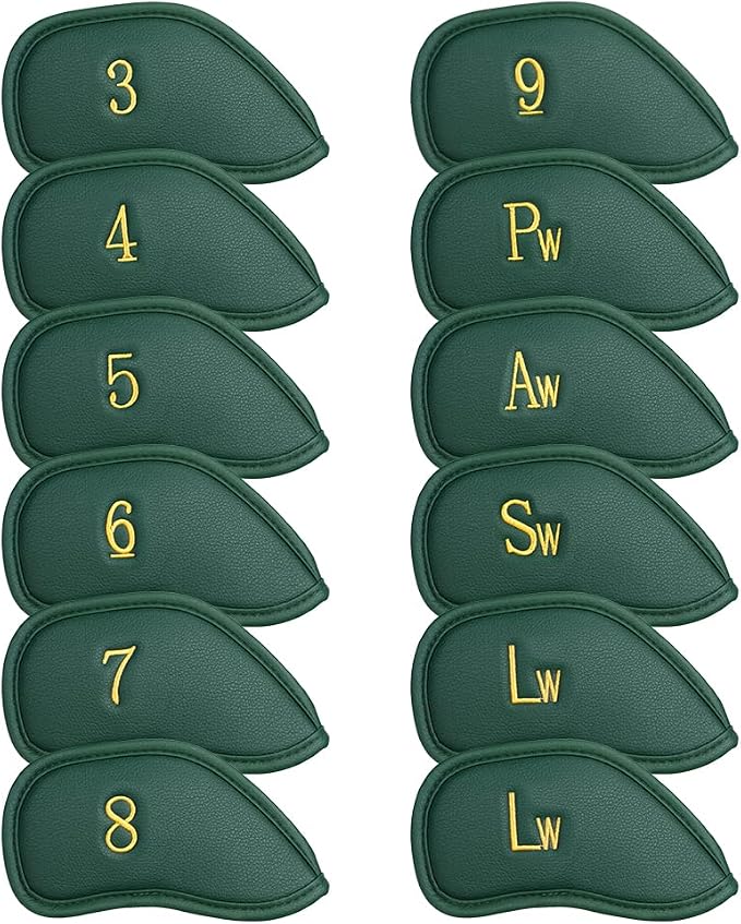 CRAFTSMAN GOLF 12pcs or 1pc Thick Synthetic Leather Golf Iron Head Covers Set by CRAFTSMANGOLF