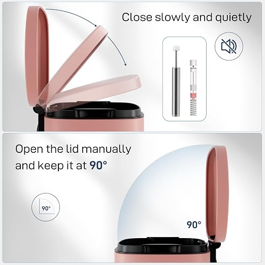 Arlopu 8/13.2 Gallon Step Trash Can, Stainless Steel Garbage Bin, Soft-Close - Image 4