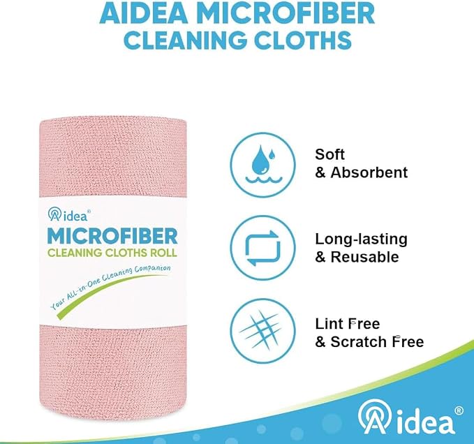 AIDEA Microfiber Cleaning Cloth 330 Sheets 6 Roll, Microfiber Towels - Image 3