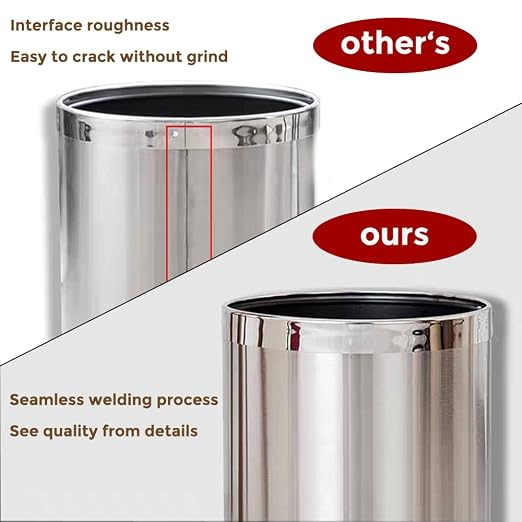 2.6Gallon/10L，Stainless Steel Bathroom Trash Can, Chrome Trash Can - Image 6