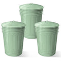 Plexon Round Trash Can 13 Gallon, Vintage Metal Outdoor Trash Can by Plexon