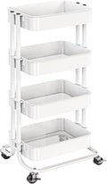 Pipishell 4 Tier Metal Rolling Utility Cart, Heavy-Duty Storage Rolling Cart by Pipishell