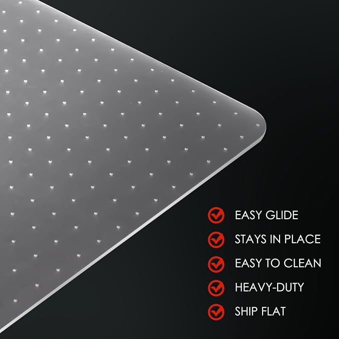 Kuyal Office Chair Mat for Carpet, 2 Pack 46x 55 Clear Heavy Duty Computer - Image 5