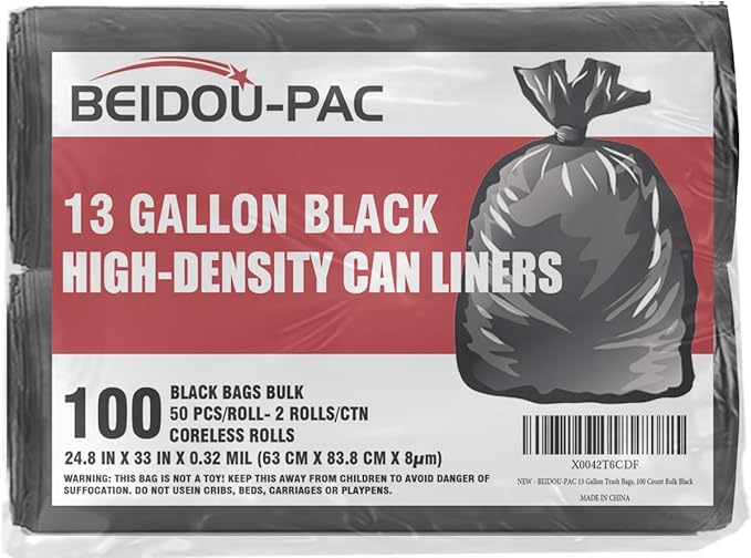 13 Gallon Trash Bags, Industrial, Commercial, Janitorial by BEIDOU-PAC