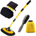 Car Wash Brush with Long Handle, Chenille Microfiber Mop Mitt with 1 by BMLEI