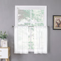 Tollpiz Short Sheer Tier Curtains Linen Textured Half Kitchen Curtain Sheers by Tollpiz