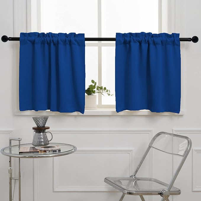 Pickluc Cafe Curtain 30 Inches Long, Rod Pocket Kitchen Curtain, Short Blackout by PICKLUC