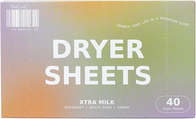 DedCool Dryer Sheets | Xtra Milk | 40 Count | Non-Toxic Vegan Fabric Softener | by DedCool