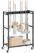 BORISI Broom And Mop Holder, Movable Broom Closet Storage Cabinet, Cleaning Cart by BORISI