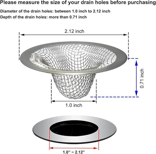 1.0" Bathroom Sink Drain Strainers, Mop Pool, RV Sink, Stainless Steel Drain - Image 2