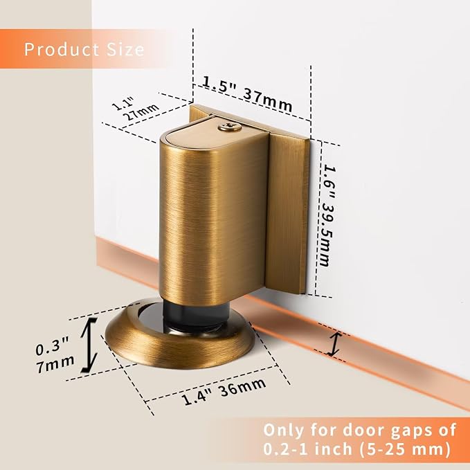 Bak Bo Magnetic Door Stoppers 2 Pack Bottom of Door Holder Keep Door Open No - Image 2