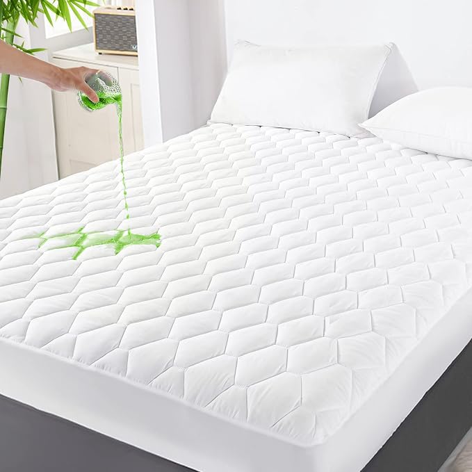 GRT Twin Mattress Protector Waterproof, Rayon from Bamboo, Cooling Quilted by GRT