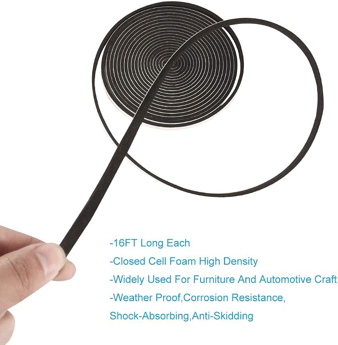 2 Rolls Weather Stripping, 1/4 Inch Wide X 1/8 Inch Thick Foam Seal Tape High - Image 3