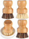 Bamboo Scrub Brush Clean Pan, Dish and Vegetable, Natural Bristles Palm Pot by SUPERWASHPLUS