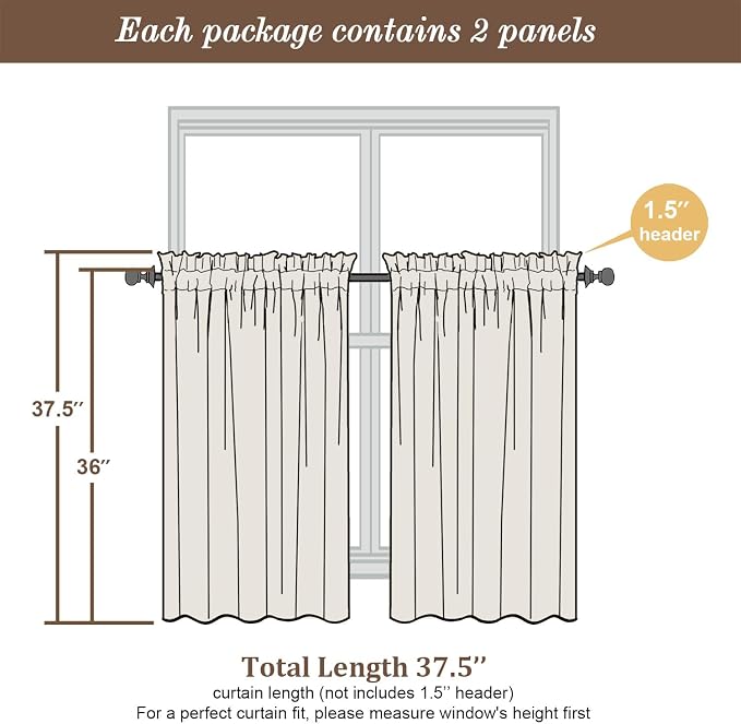 Chyhomenyc Hunter Green Sheer Curtains 36 inch Length 2 Panels, Light Filtering - Image 4
