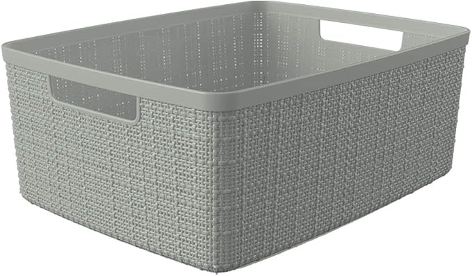 Curver Jute Decorative Plastic Organization and Storage Basket Perfect Bins - Image 3