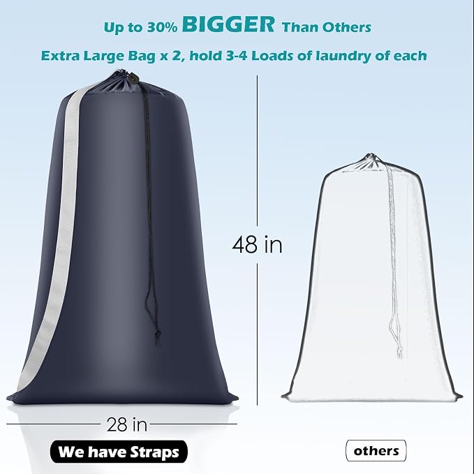 Heavy Duty Laundry Bag 2 Pack XL Nylon Laundry Bags - Image 2