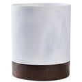 Polytree White Marble and Brown Wood Round Wastebasket, Resin Small Round by Polytree