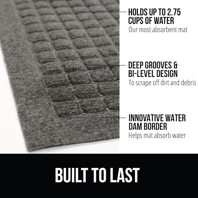 GORILLA GRIP Front Door Mat, Indoor Outdoor Ultra Absorbent HydroAbsorb Doormat - Image 2