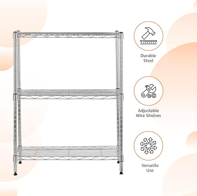 Amazon Basics 3-Shelf Adjustable Heavy Duty Steel Wire Rack Storage Shelving - Image 2