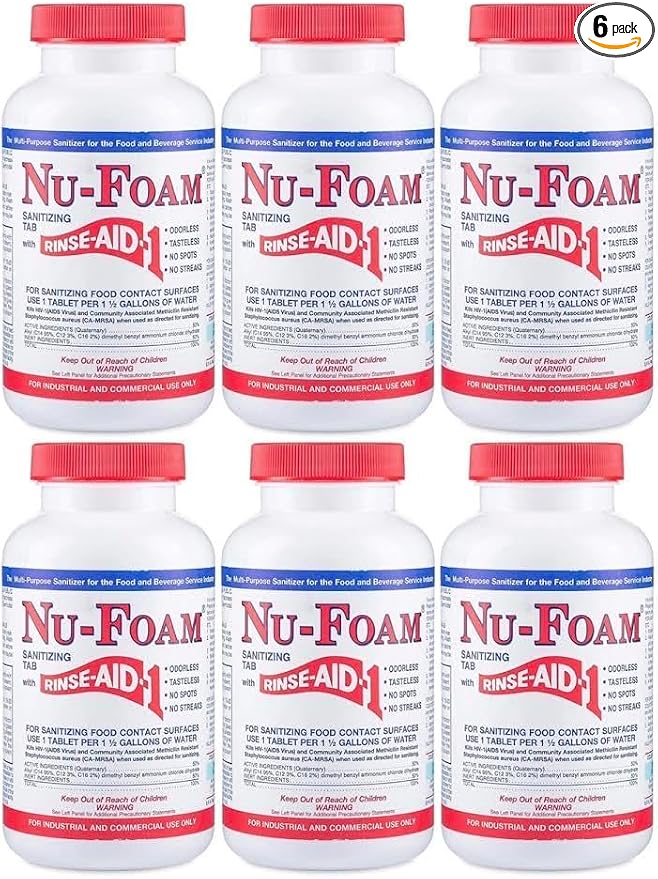Nu-Foam Sanitizing Tablets for Bar Glassware – Superior Rinse Aid by Nu-Foam