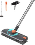 3-in-1 Floor Scrub Brush with Long Handle, Scrape and Heavy-Duty Stiff Bristle by Nitecandy