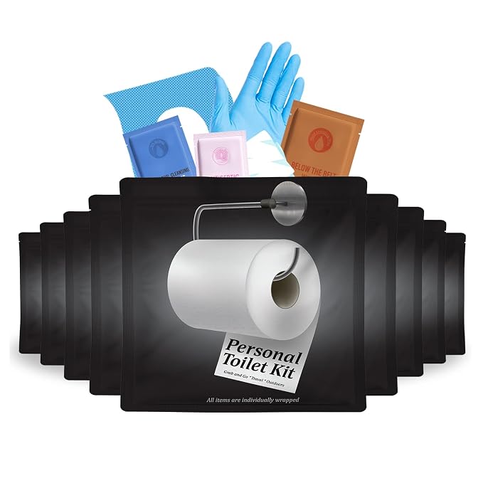 Personal Toilet Kit To Go – 10 Pack | Disposable Public Restroom Kit | by KitUSafe