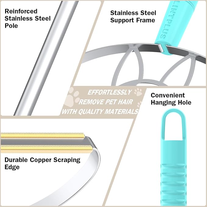 63“Ultra Long Carpet Rake by LINTPLUS-Heavy Duty Carpet Scraper & Pet Hair - Image 3